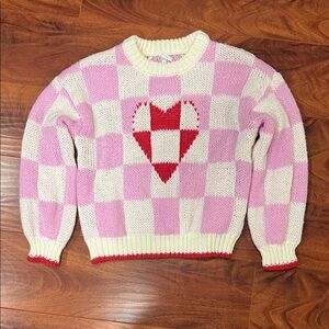 Cozy Pink and Cream Heart Sweater